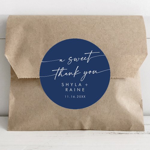 Boho Chic Royal Blue A Sweet Thank You Favor Classic Round Sticker