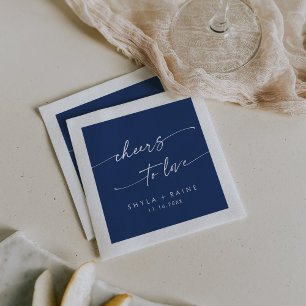 Boho Chic Royal Blue Cheers to Love Wedding Napkins