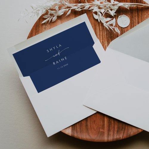 Boho Chic Royal Blue Couples Name Wedding Envelope Liner