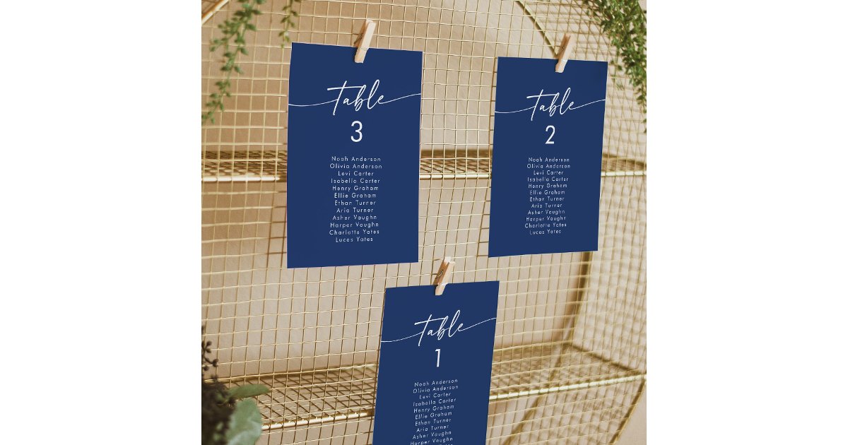 Boho Chic Royal Blue Hanging Seating Chart Invitation | Zazzle