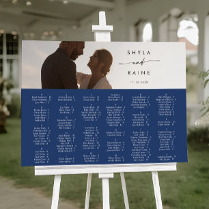 Boho Chic Royal Blue Photo Seating Chart Foam Board