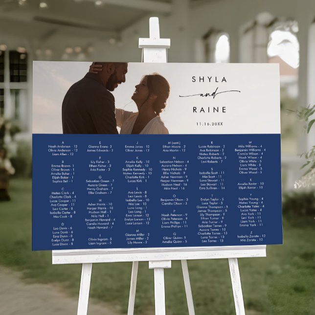 Boho Chic Royal Blue Photo Seating Chart Foam Board (Creator Uploaded)