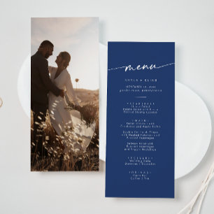 Boho Chic Royal Blue Photo Wedding Menu