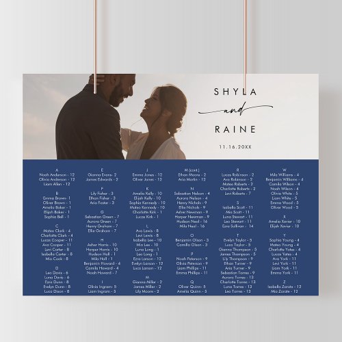 Boho Chic Royal Blue Picture Seating Chart