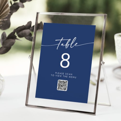Boho Chic Royal Blue QR Code Table Numbers