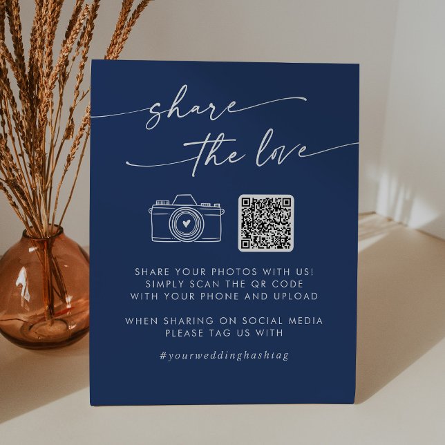 Boho Chic Royal Blue Share the Love QR Code Pedestal Sign (Creator Uploaded)