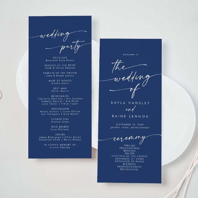 Boho Chic Royal Blue Tea Length Wedding Program (Creator Uploaded)