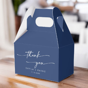Boho Chic Royal Blue Thank You Wedding Favor Boxes