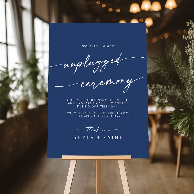 Boho Chic Royal Blue Unplugged Ceremony Sign (Creator Uploaded)
