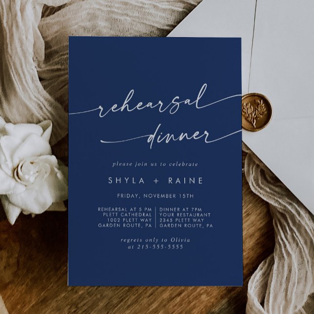Boho Chic Royal Blue Wedding Rehearsal Dinner Invitation (Creator Uploaded)