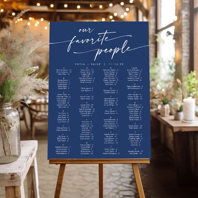 Boho Chic Royal Blue Wedding Seating Chart Foam Board (Creator Uploaded)
