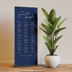 Boho Chic Royal Blue Wedding Seating Chart Retractable Banner