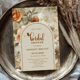 Boho Chic Rust Terracotta Bridal Shower Invitation