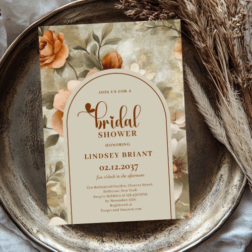 Boho Chic Rust Terracotta Bridal Shower Invitation