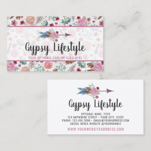 Boho Chic Rustic Feather Arrow Watercolor Bohemian Business Card
