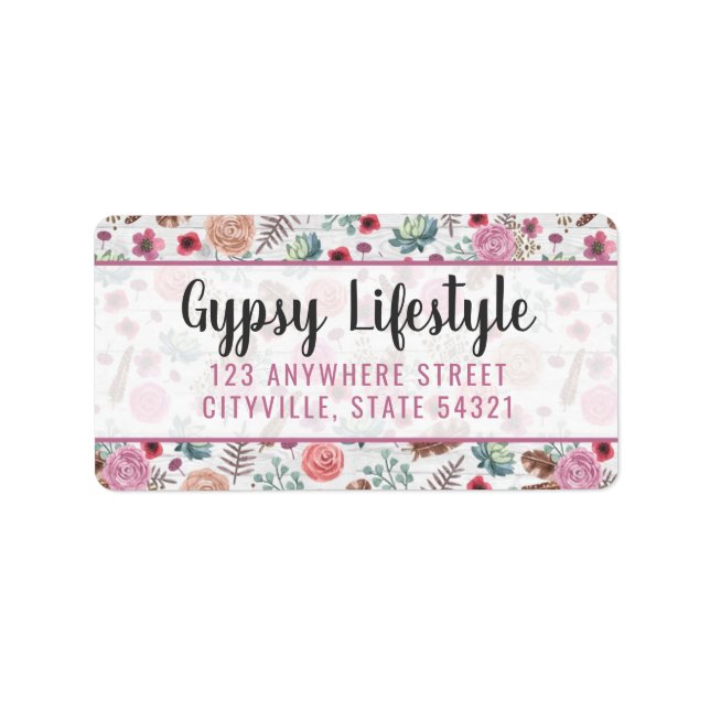 Boho Chic Rustic Feather Arrow Watercolor Bohemian Label (Front)