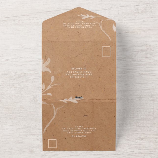Boho Chic Rustic Modern | Custom Wedding Photo All In One Invitation (Outside)