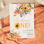 Boho chic rustic orange sunflowers 1st birthday invitation<br><div class="desc">Our little sunflower is turning one. Embrace the warmth of the country sun with our boho-rustic orange birthday invitations,  adorned with beautiful sunflowers,  green leaves,  and brown red branches. Perfect for the free-spirited gender neutral 1st birthday party invite. with a brushed script typography on a simple editable white background.</div>