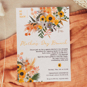 Boho chic rustic orange sunflowers mother's day invitation