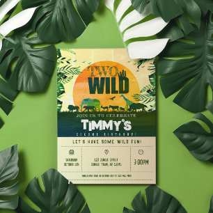 Boho Chic Safari Animals Two Wild 2nd Birthday Invitation