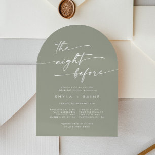 Boho Chic Sage Green Arch Rehearsal Dinner Invitation