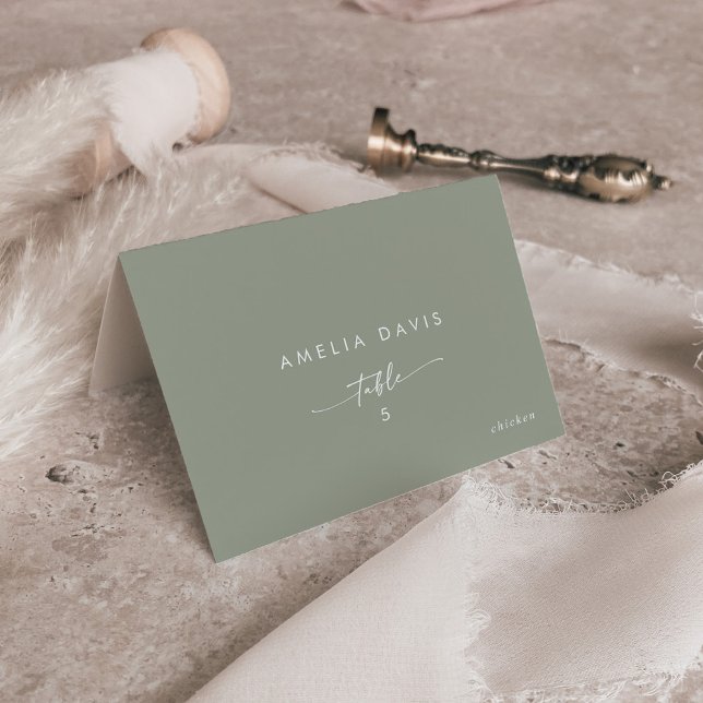 Boho Chic Sage Green Guest Name Place Cards (Creator Uploaded)