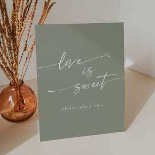 Boho Chic Sage Green Love Is Sweet Wedding Pedestal Sign