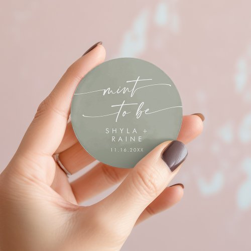 Boho Chic Sage Green Mint To Be Favor Sticker