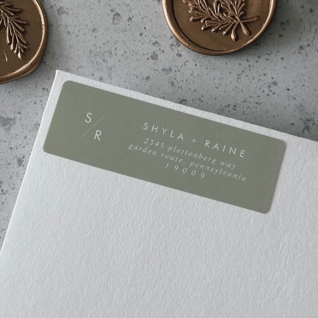Boho Chic Sage Green Monogram Address Labels (Creator Uploaded)