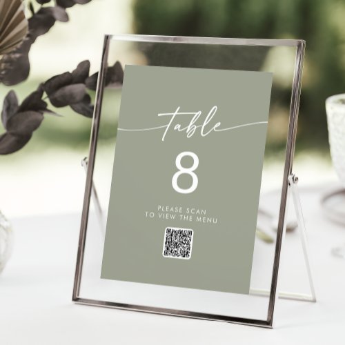 Boho Chic Sage Green QR Code Table Numbers