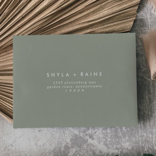 Boho Chic Sage Green Self_Addressed RSVP Envelope