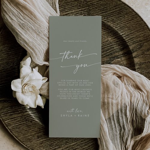 Boho Chic Sage Green Thank You Place Card
