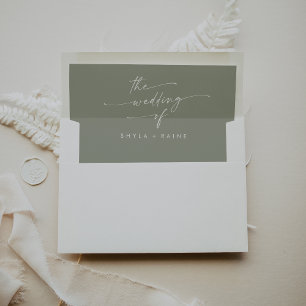 Boho Chic Sage Green Wedding Envelope Liner