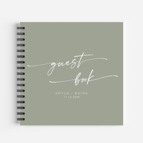 Boho Chic Sage Green Wedding Guest Book