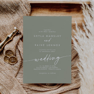 Boho Chic Sage Green Wedding Invitation