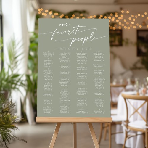 Boho Chic Sage Green Wedding Seating Chart Foam Board