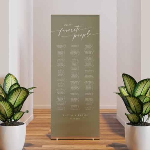 Boho Chic Sage Green Wedding Seating Chart Retractable Banner