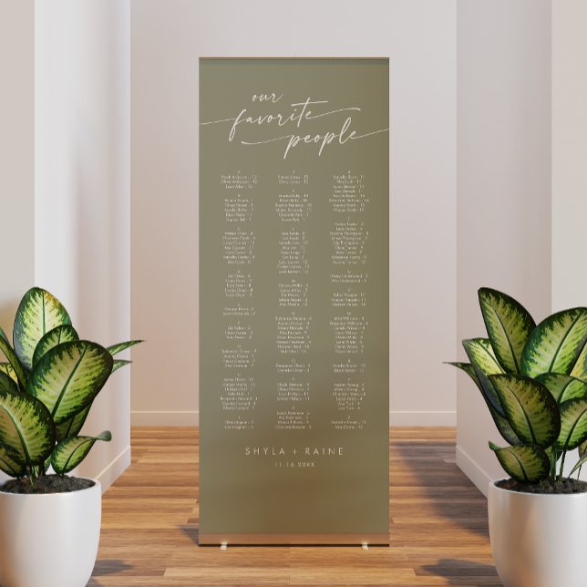 Boho Chic Sage Green Wedding Seating Chart Retractable Banner (Creator Uploaded)