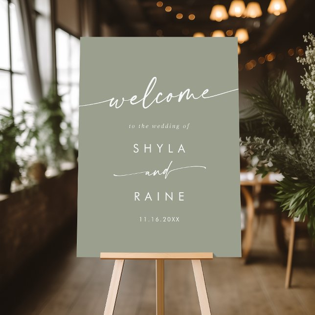 Boho Chic Sage Green Wedding Welcome Sign (Creator Uploaded)
