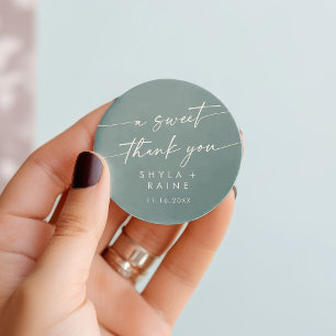 Boho Chic Seafoam Teal A Sweet Thank You Favor Classic Round Sticker