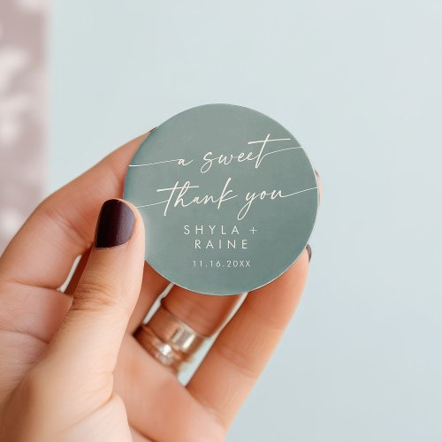 Boho Chic Seafoam Teal A Sweet Thank You Favor Classic Round Sticker