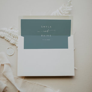 Boho Chic Seafoam Teal Couples Name Wedding Envelope Liner