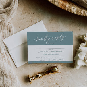 Boho Chic Seafoam Teal Menu Choice RSVP Card