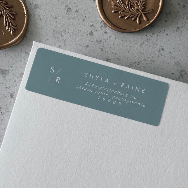 Boho Chic Seafoam Teal Monogram Address Labels (Creator Uploaded)