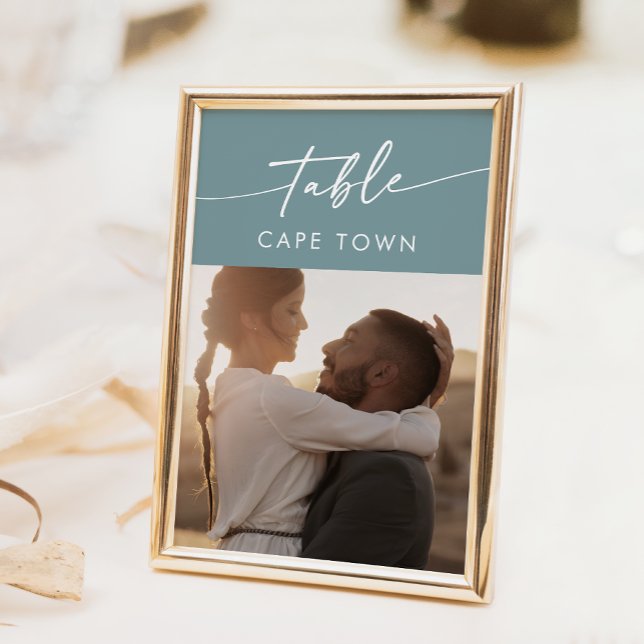 Boho Chic Seafoam Teal Photo Table Numbers (Creator Uploaded)