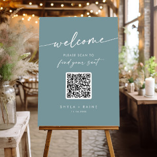 Boho Chic Seafoam Teal QR Code Seating Chart Foam Board