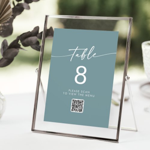 Boho Chic Seafoam Teal QR Code Table Numbers