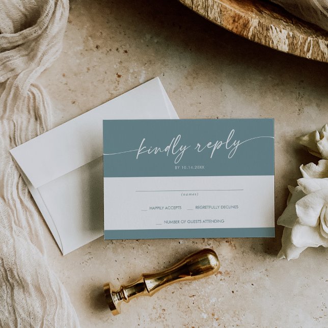 Boho Chic Seafoam Teal Simple Wedding RSVP Card (Creator Uploaded)