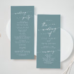 Boho Chic Seafoam Teal Tea Length Wedding Program<br><div class="desc">This boho chic seafoam teal tea length wedding program is perfect for a minimalist wedding ceremony. The colorful blue green modern bohemian design features simple rustic calligraphy with a unique yet classic style reminiscent of the beach, ocean and summer seaside. Personalize your wedding program with you names, wedding date, location,...</div>