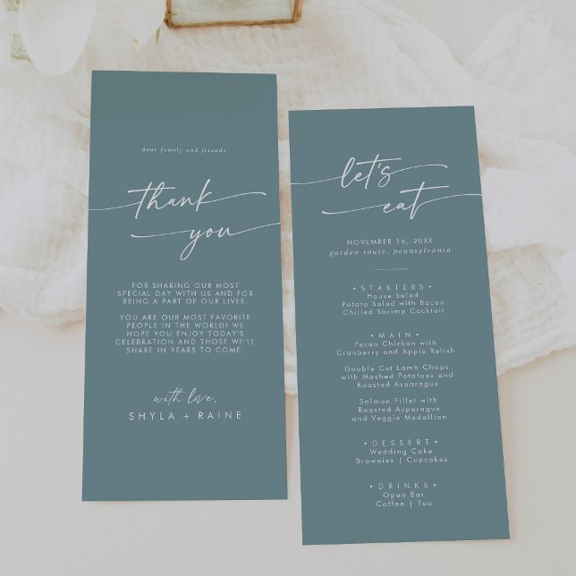 Boho Chic Seafoam Teal Thank You and Wedding Menu (Creator Uploaded)